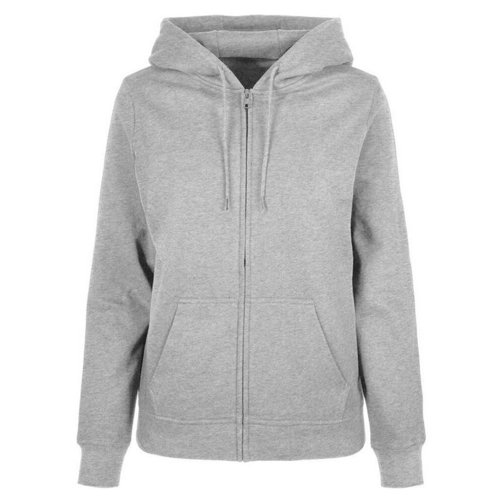 Build Your Brand Womens/Ladies Basic Full Zip Hoodie / Heather Grey